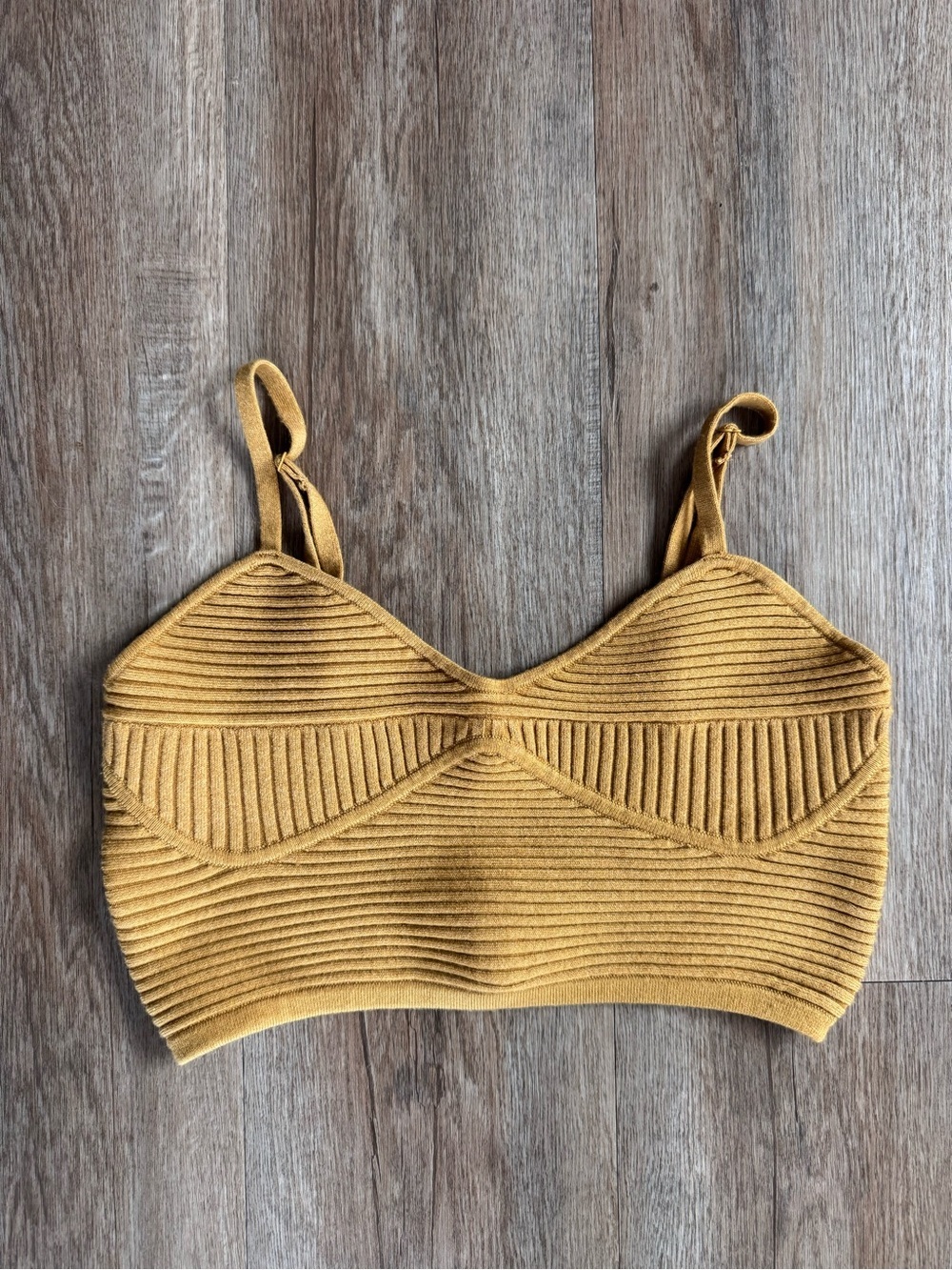 aerie Take Charge Crop Knit Tank Top in Mustard - size Medium